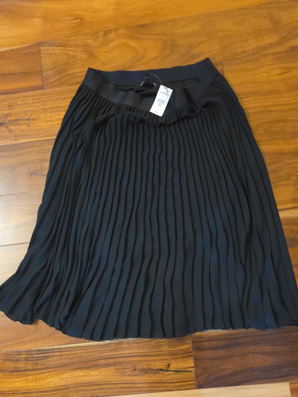 Express Black Pleated Midi Skirt